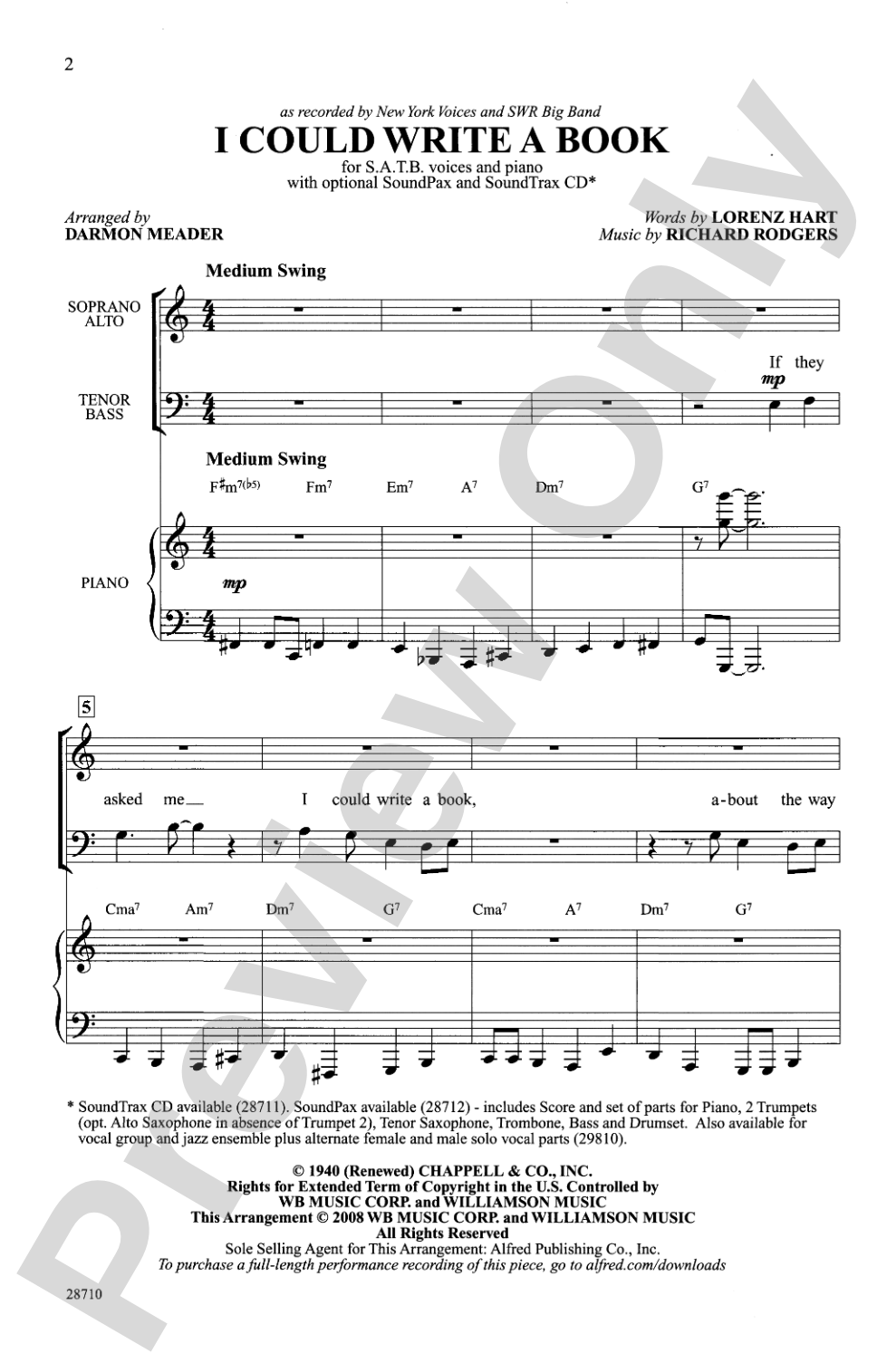 I Could Write a Book: SATB Choral Octavo