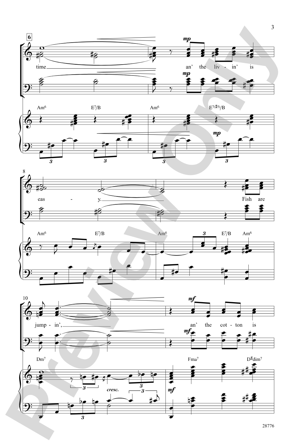 Summertime (from the musical <i>Porgy and Bess</i>): SATB Choral Octavo