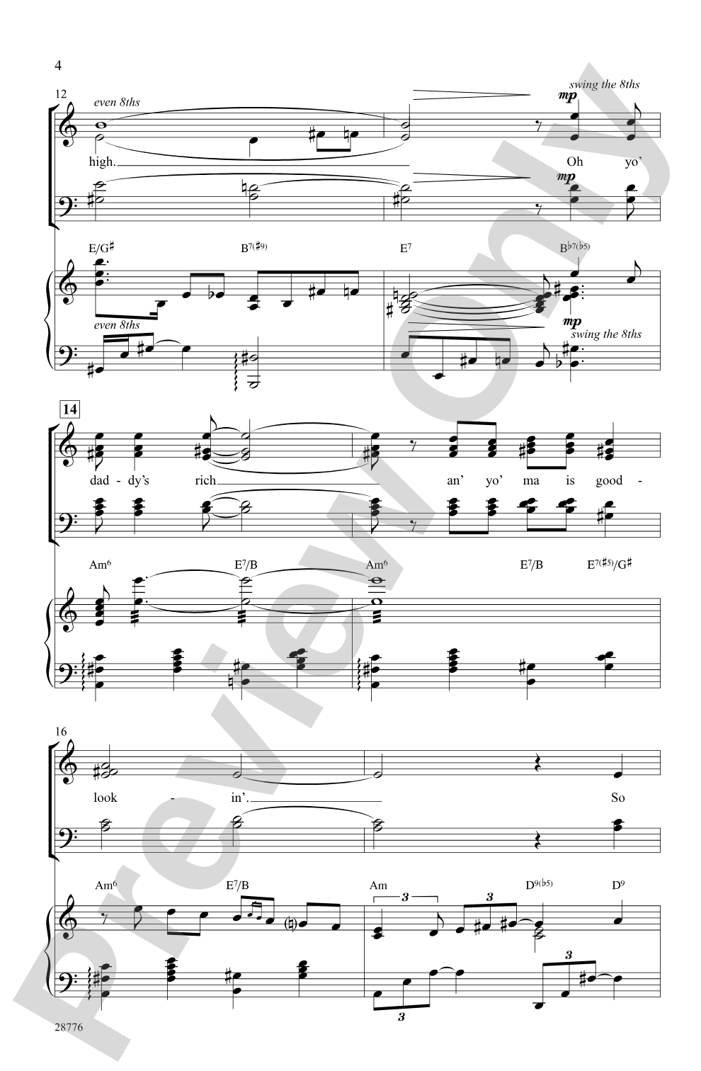 Summertime (from the musical <i>Porgy and Bess</i>): SATB Choral Octavo