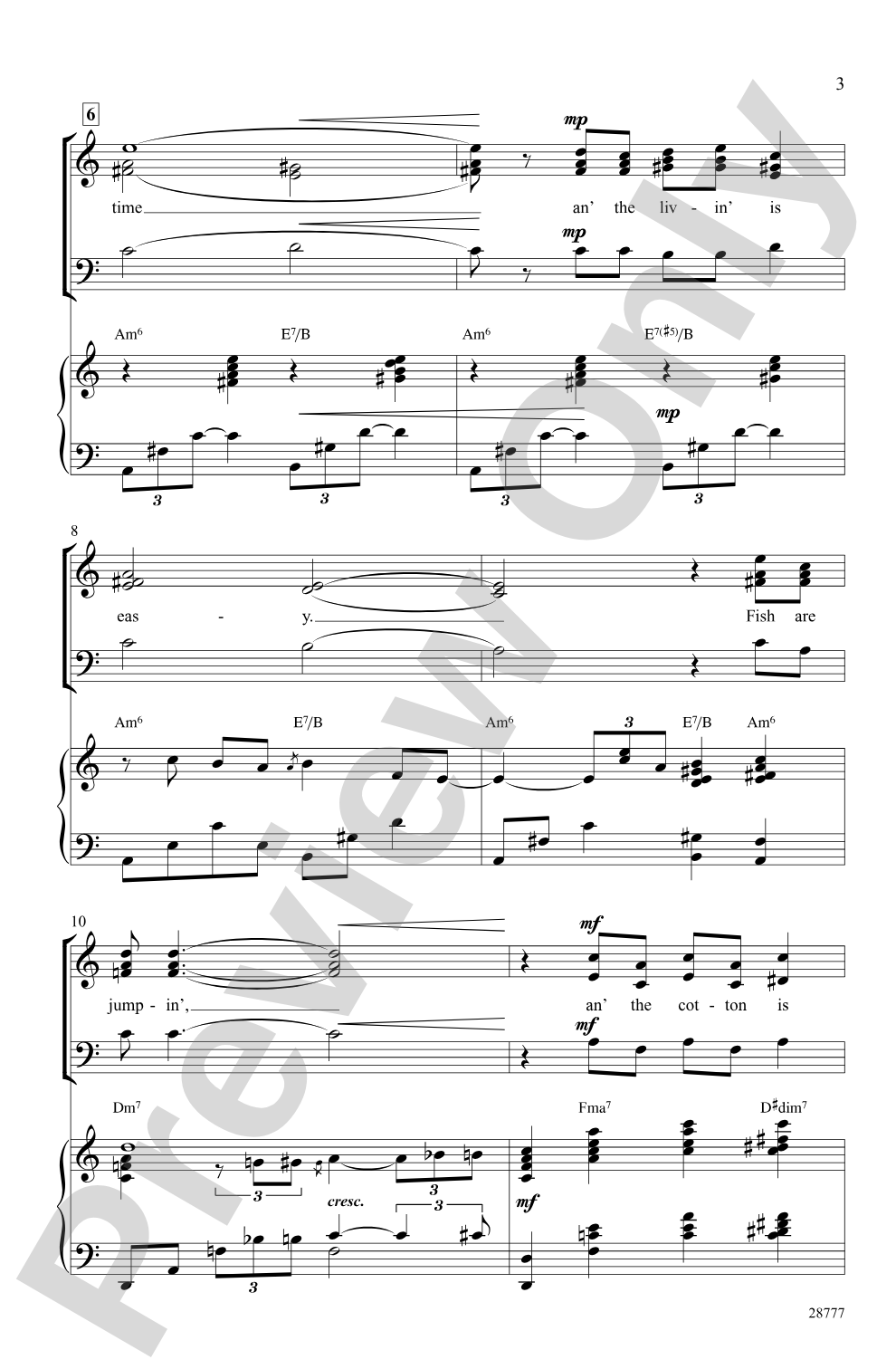 Summertime (from the musical <i>Porgy and Bess</i>): SSAB Choral Octavo