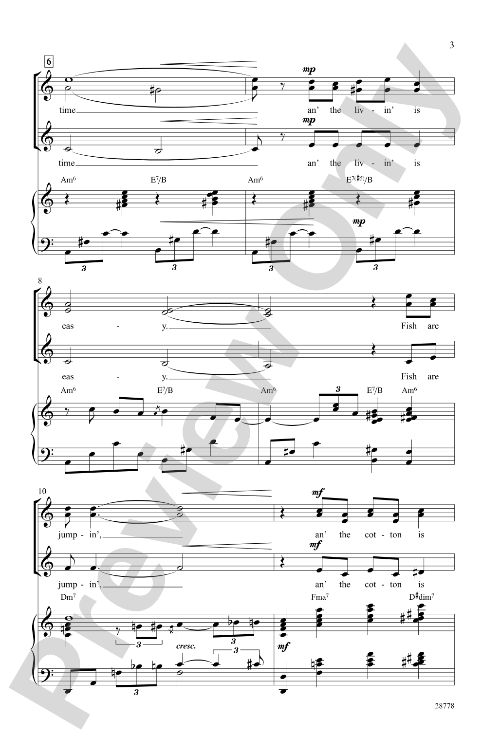 Summertime (from the musical <i>Porgy and Bess</i>): SSA Choral Octavo