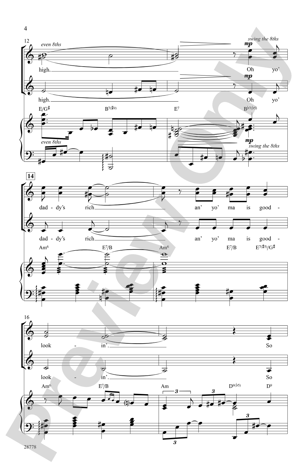 Summertime (from the musical <i>Porgy and Bess</i>): SSA Choral Octavo