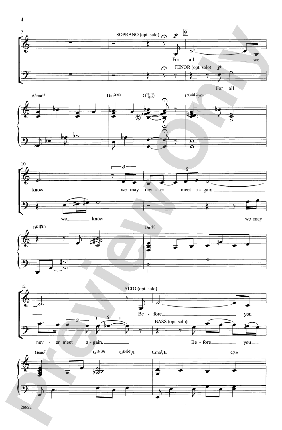 For All We Know: SATB Choral Octavo