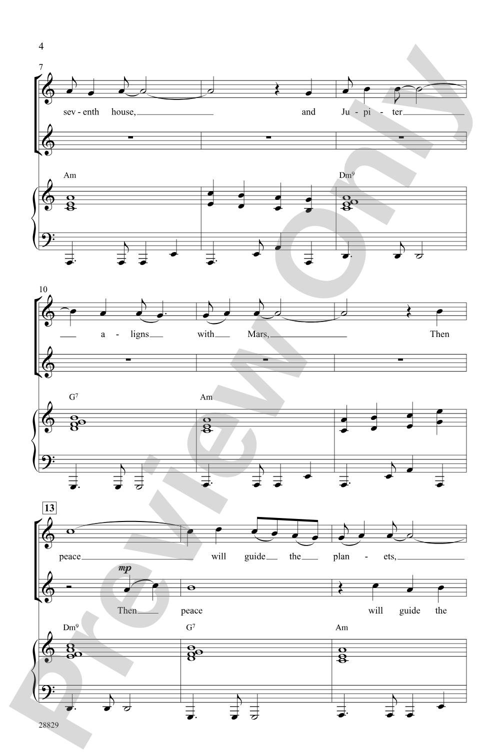 Aquarius / Let the Sunshine In: SSA Choral Octavo