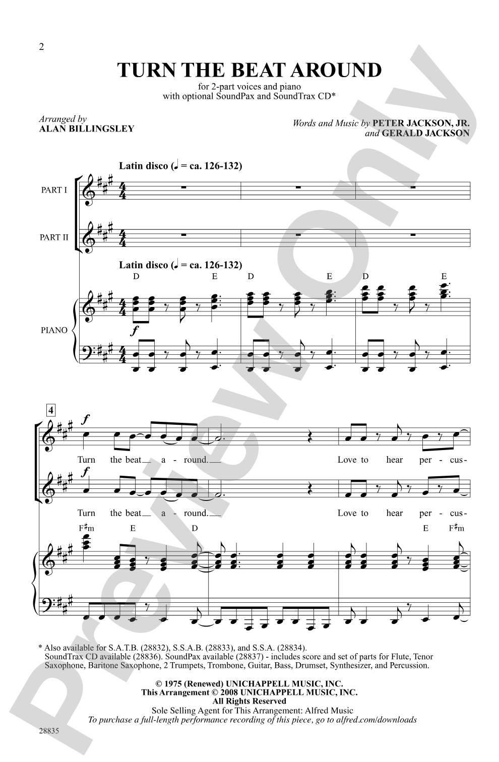 Turn the Beat Around: 2-Part Choral Octavo