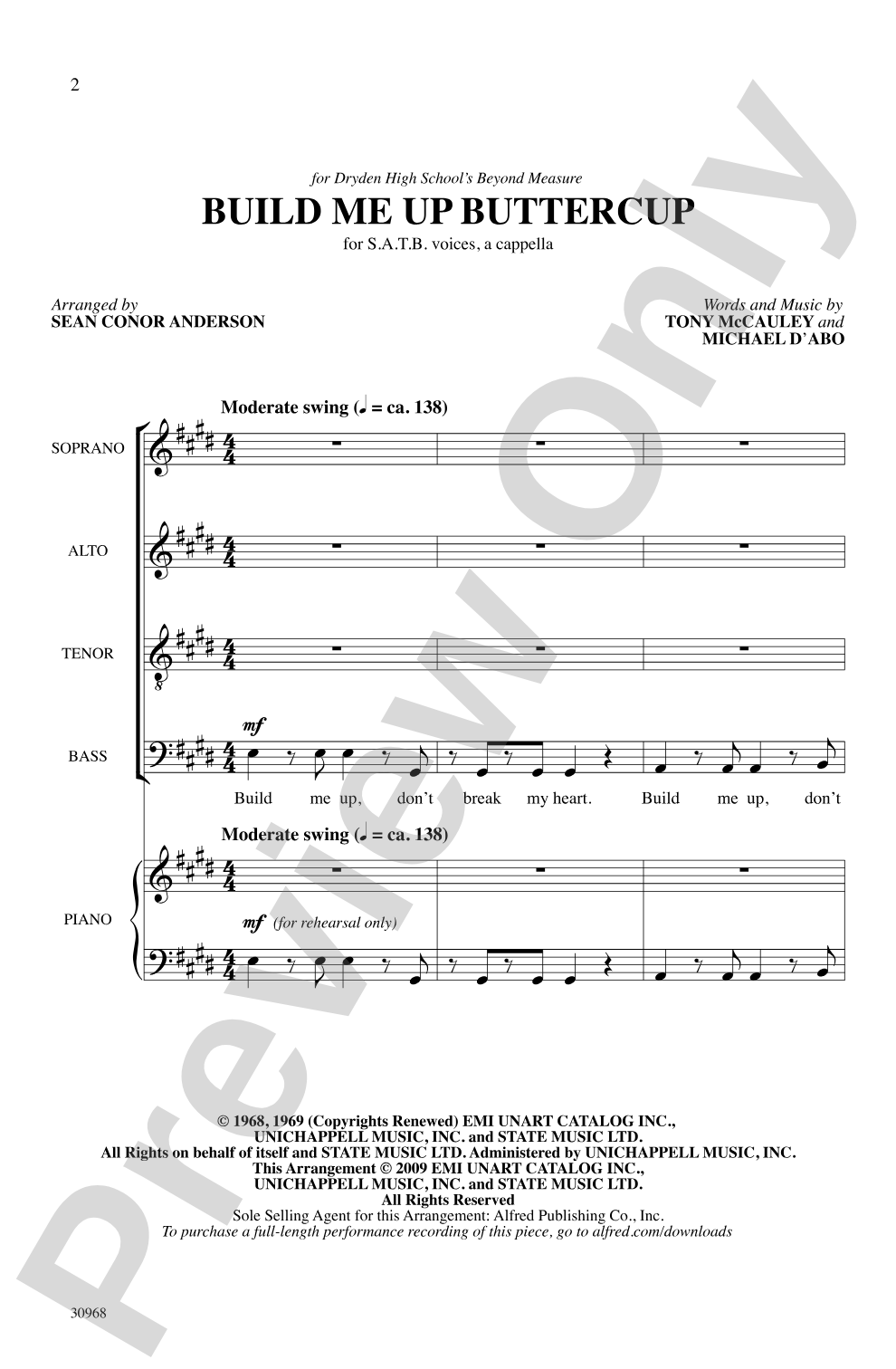 Build Me Up Buttercup: SATB <i>a cappella</i> Choral Octavo