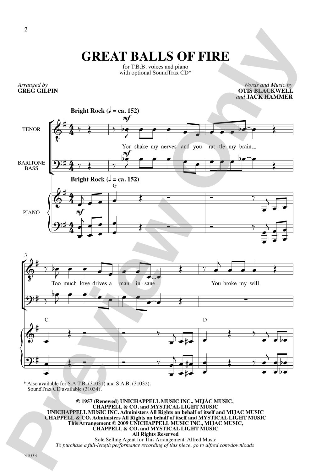 Great Balls of Fire: TBB Choral Octavo