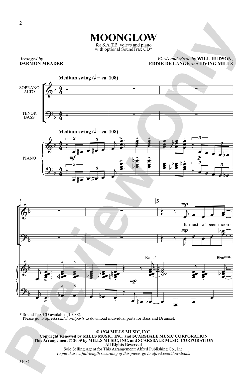 Moonglow: SATB Choral Octavo