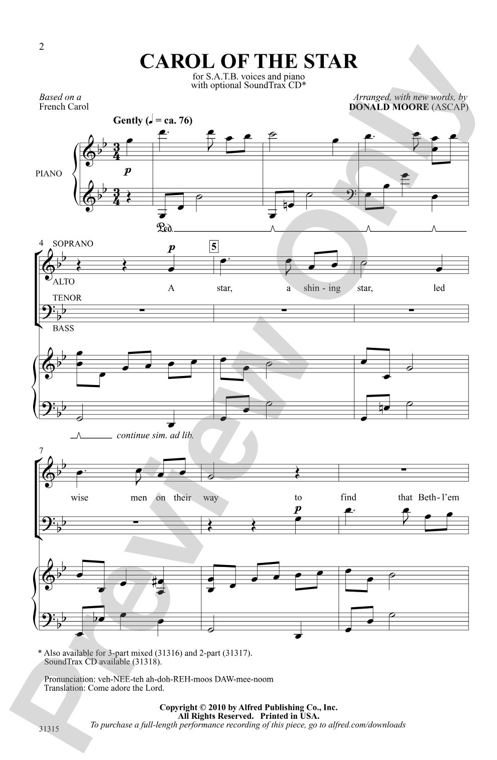 Carol of the Star: SATB Choral Octavo