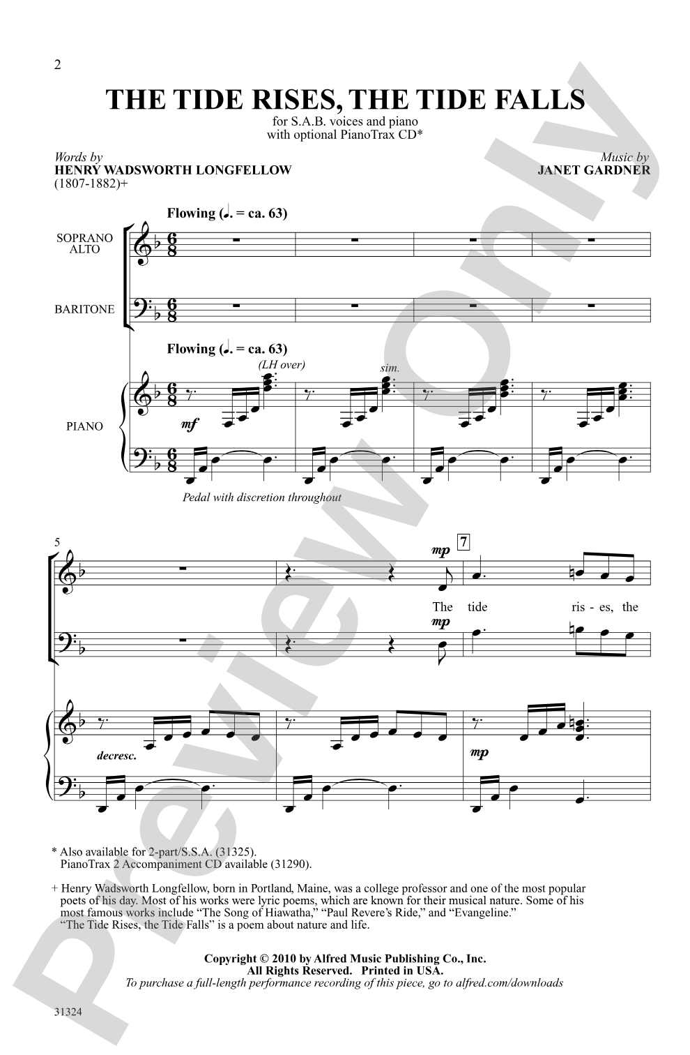 The Tide Rises, the Tide Falls: SAB Choral Octavo