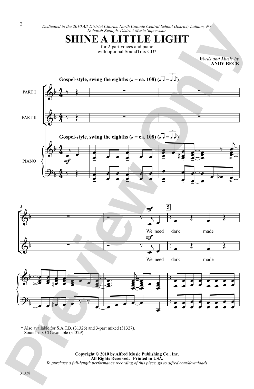 Shine a Little Light: 2-Part Choral Octavo