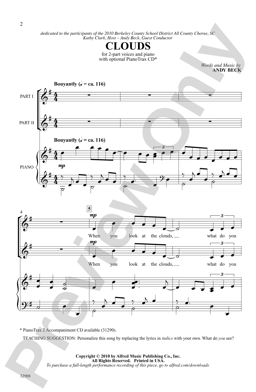Clouds: 2-Part Choral Octavo