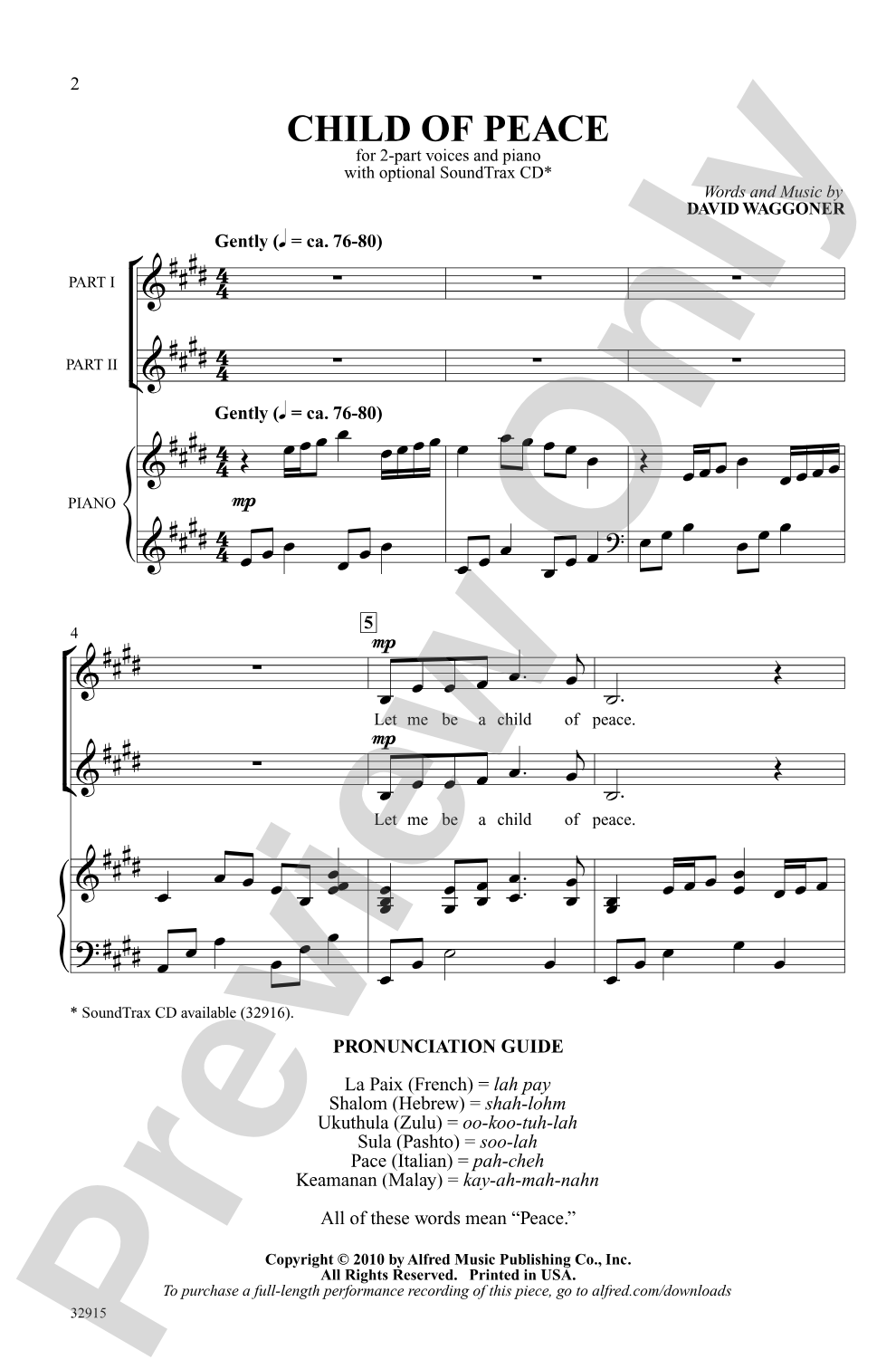 Child of Peace: 2-Part Choral Octavo