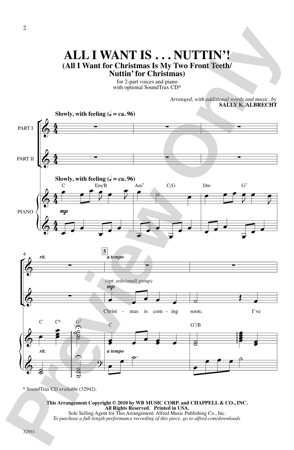 All I Want Is... Nuttin'!: 2-Part Choral Octavo