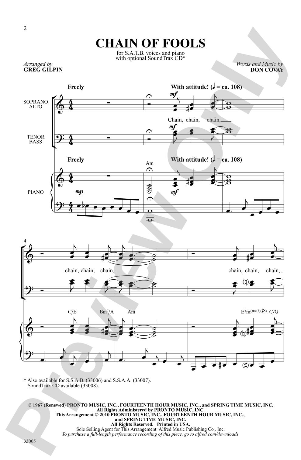Chain of Fools: SATB Choral Octavo