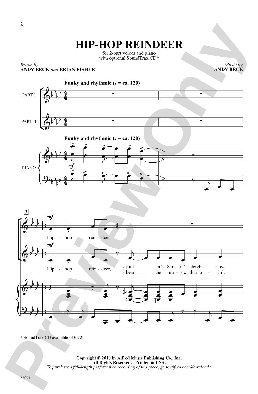 Hip-Hop Reindeer: 2-Part Choral Octavo