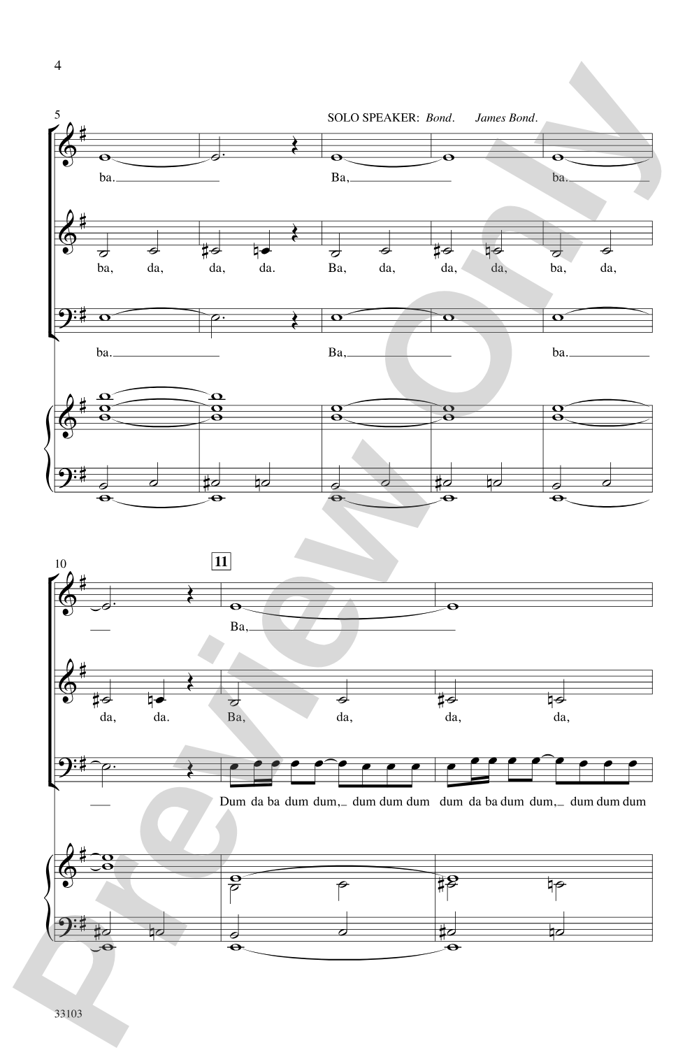 James Bond Theme: SAB Choral Octavo