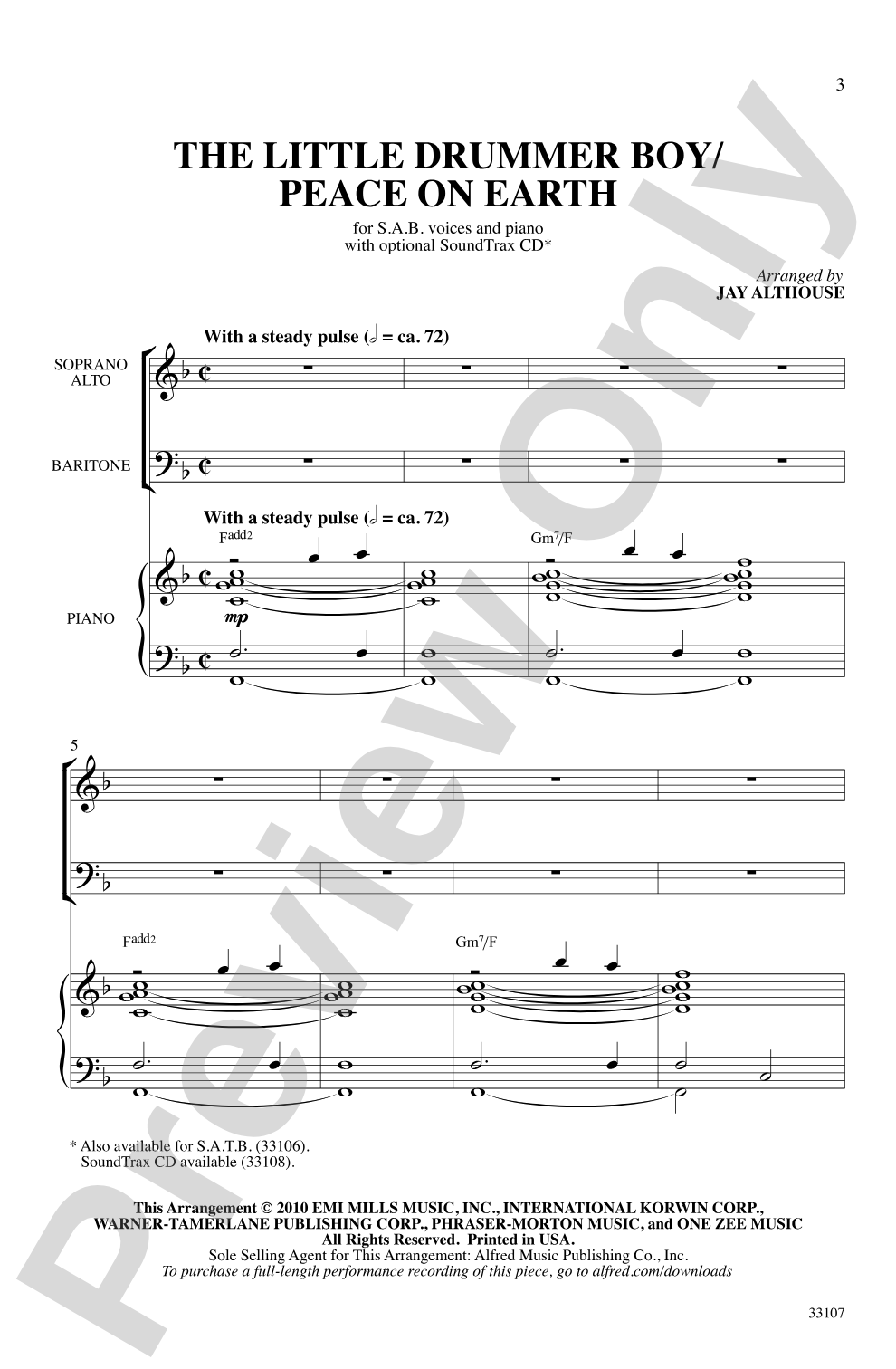 The Little Drummer Boy / Peace on Earth: SAB Choral Octavo