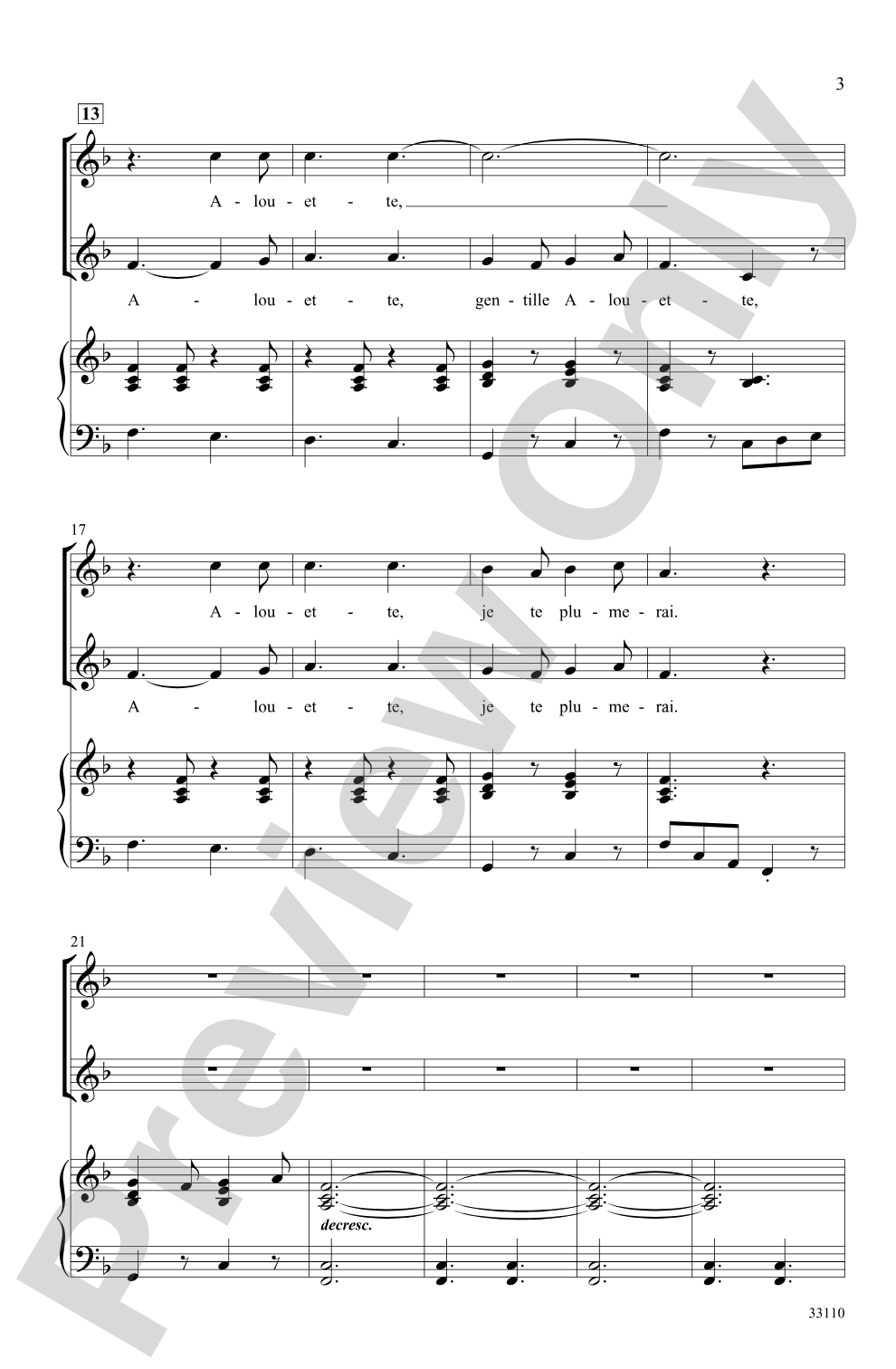 Alouette: 2-Part Choral Octavo