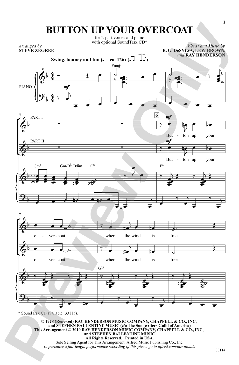 Button Up Your Overcoat: 2-Part Choral Octavo
