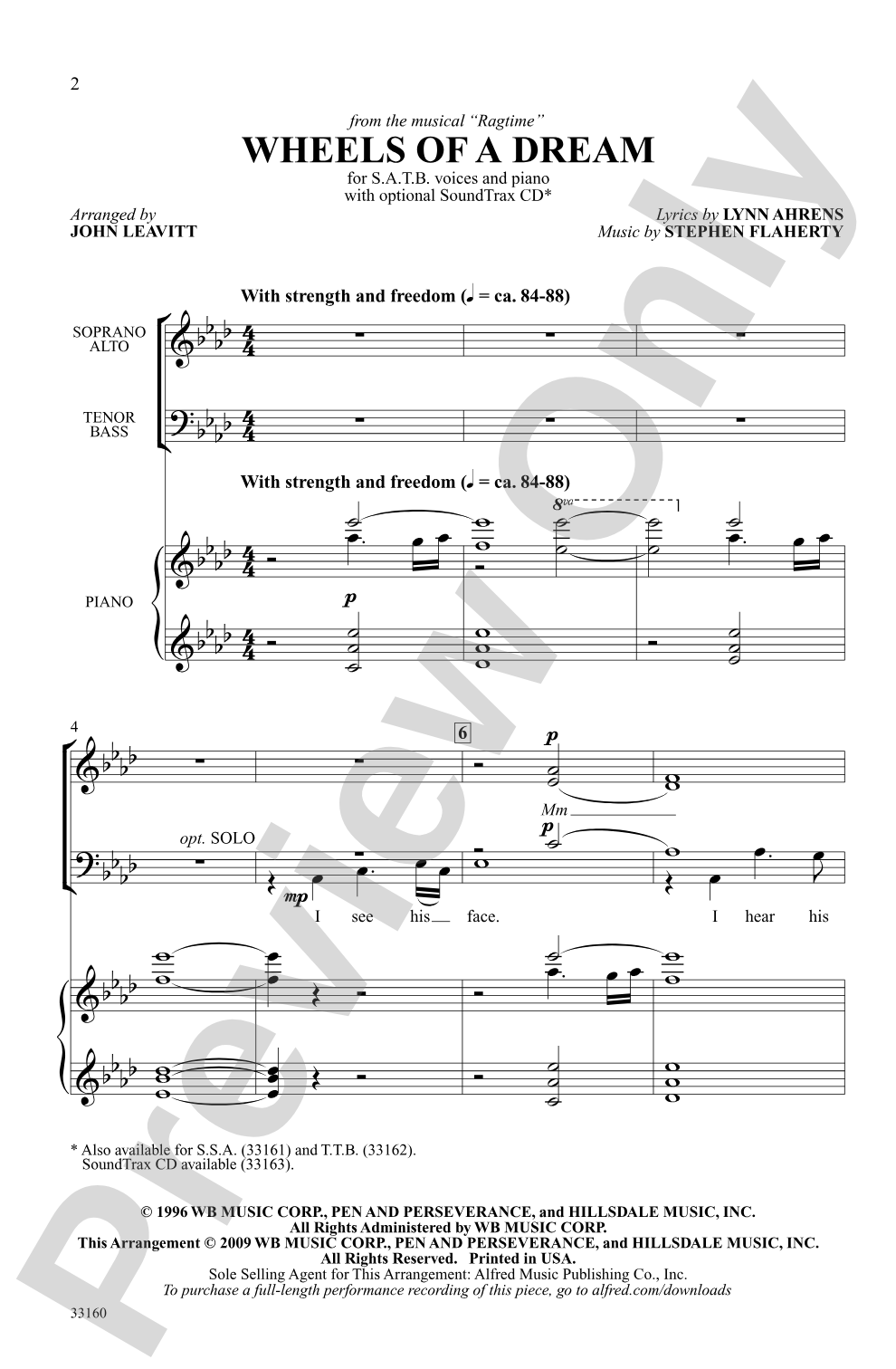 Wheels of a Dream (from the musical <i>Ragtime</i>): SATB Choral Octavo