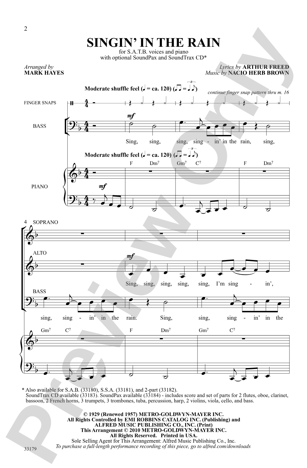 Singin' in the Rain: SATB Choral Octavo