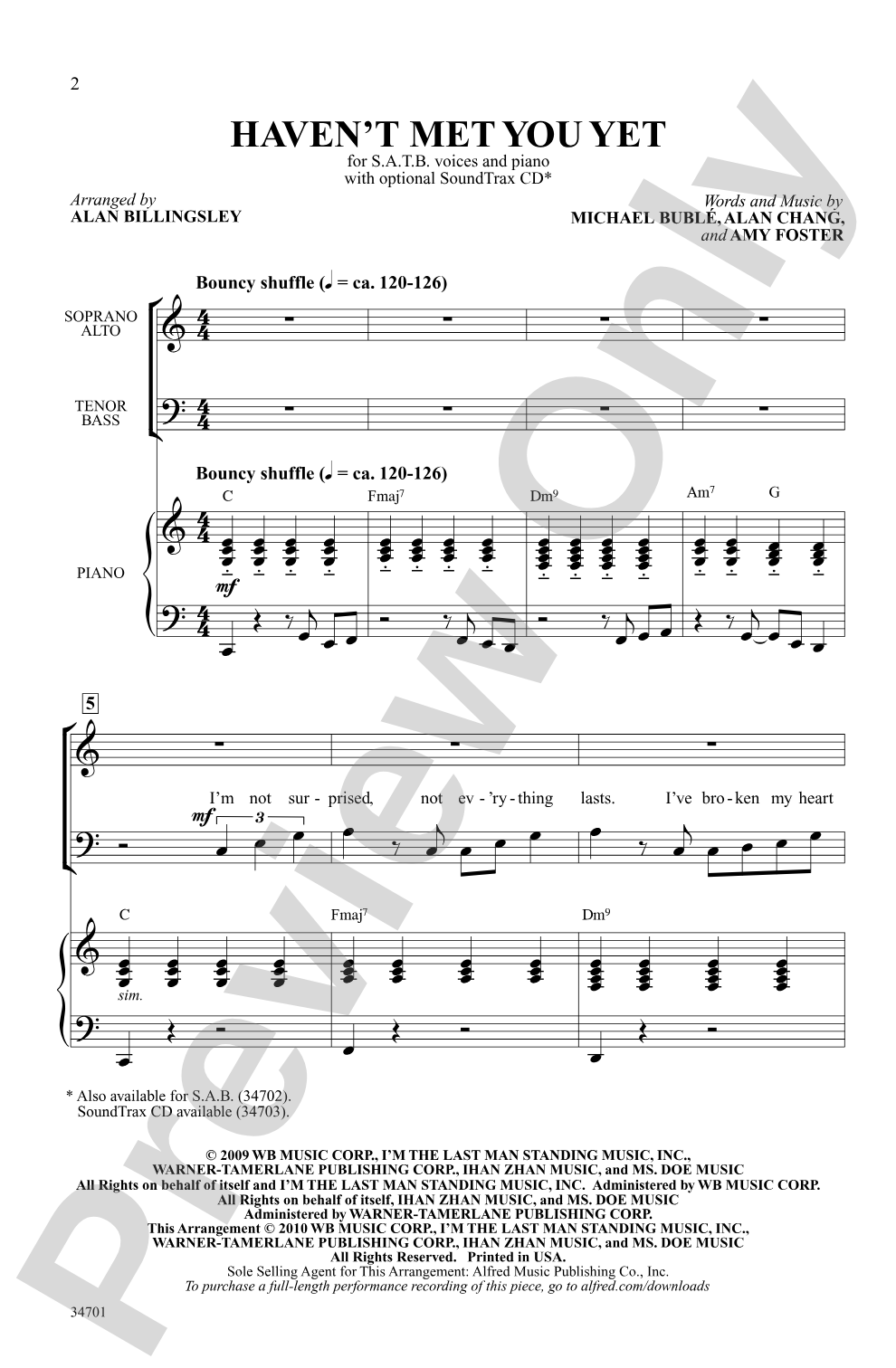 Haven't Met You Yet: SATB Choral Octavo
