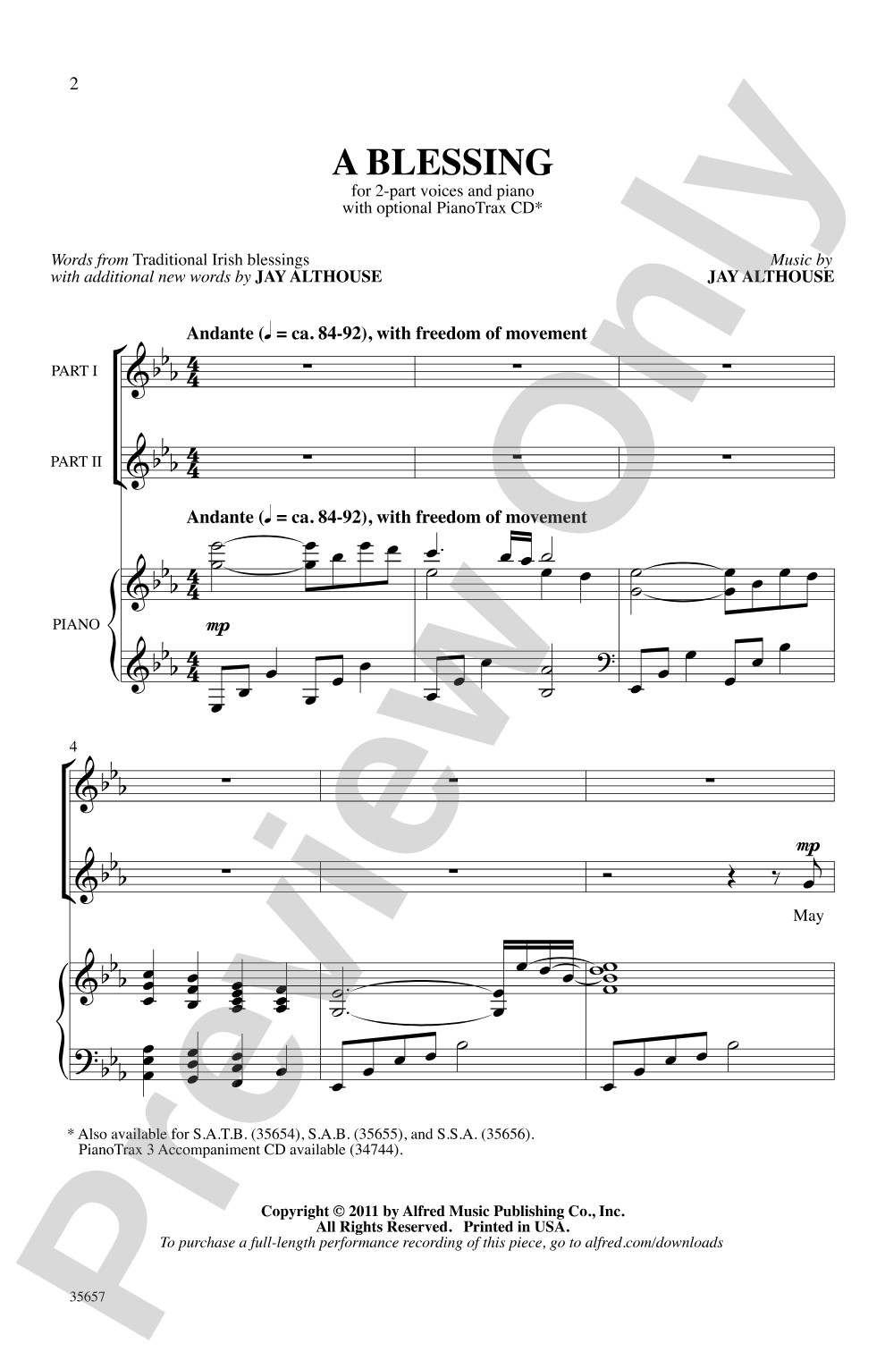 A Blessing: 2-Part Choral Octavo