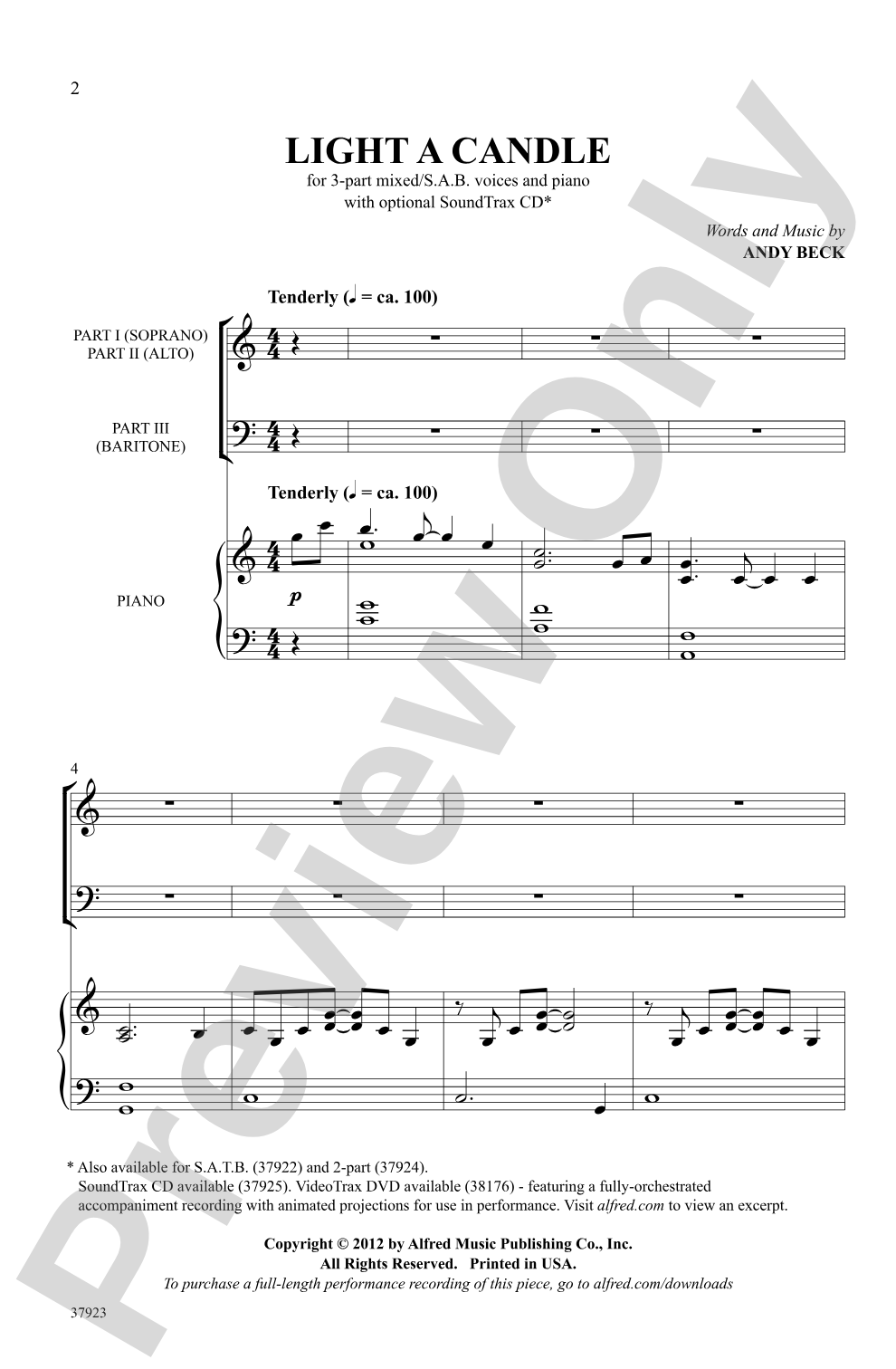 Light a Candle: 3-Part Mixed / SAB Choral Octavo