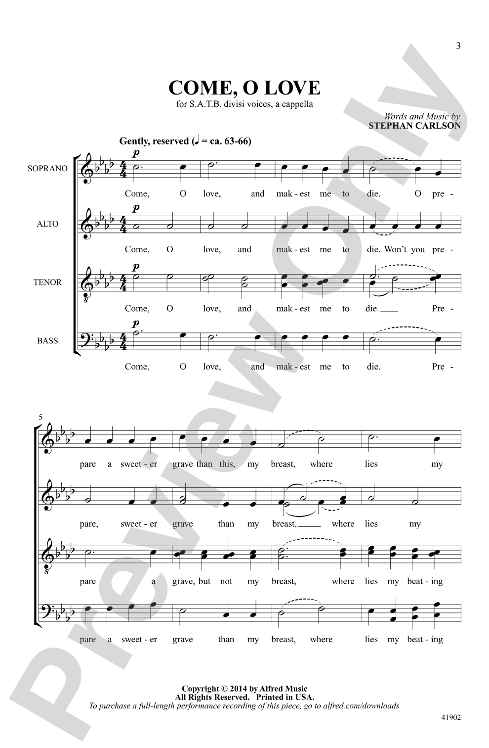 Come, O Love: SATB <i>a cappella</i> Choral Octavo