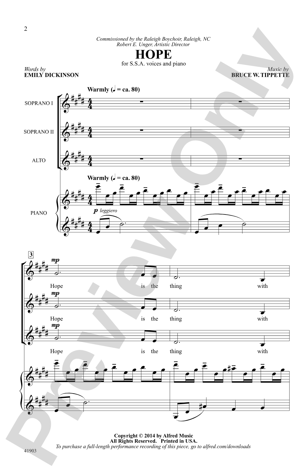 Hope: SSA Choral Octavo