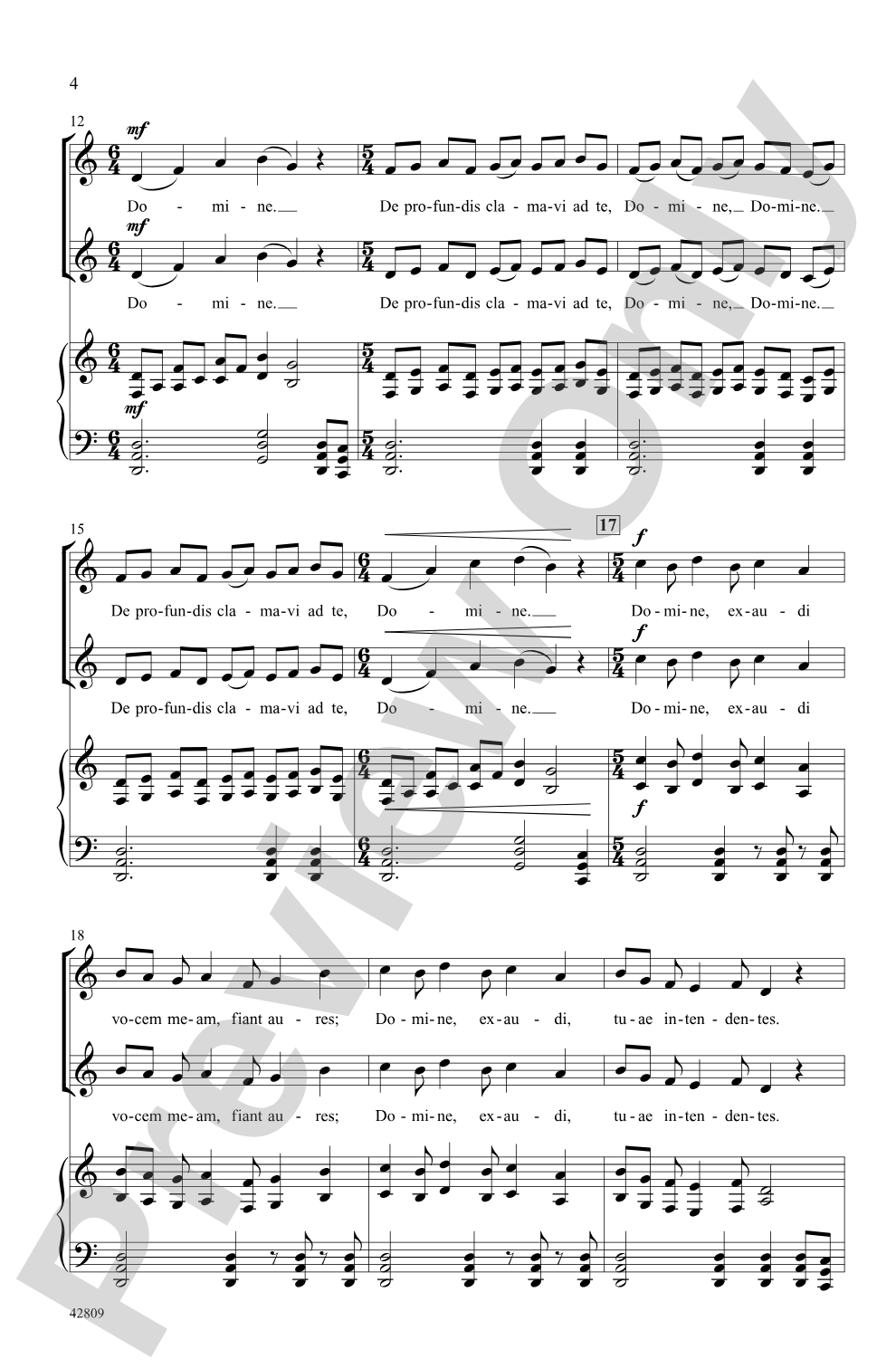 De Profundis: SSAA Choral Octavo
