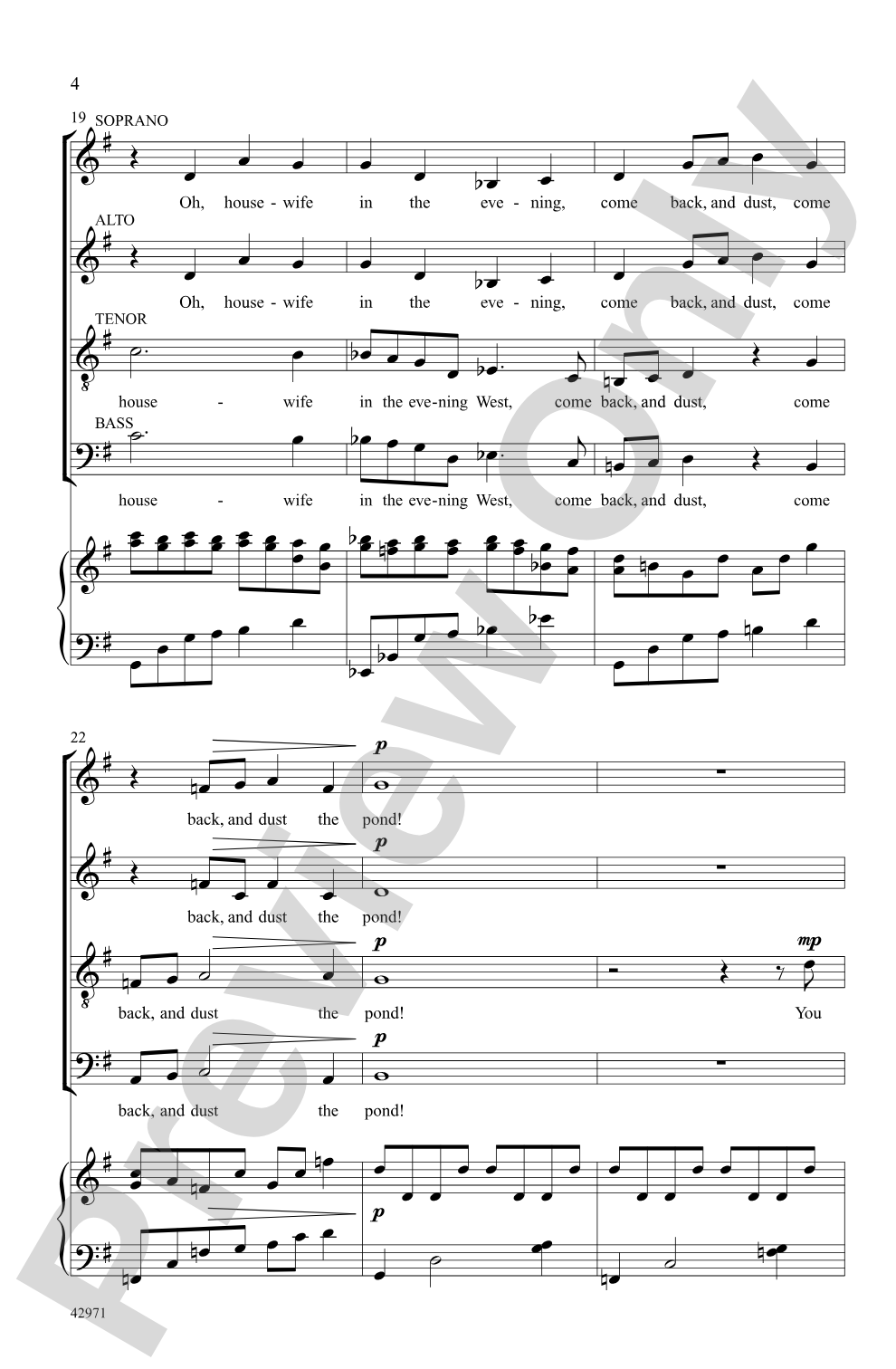Evening: SATB Choral Octavo