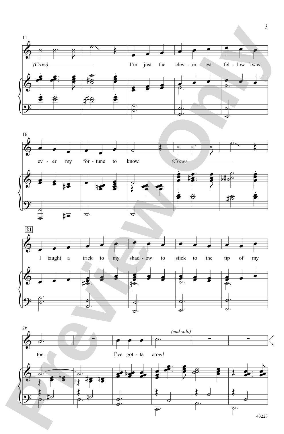 I've Gotta Crow (from the musical <i>Peter Pan</i>): 2-Part Choral Octavo