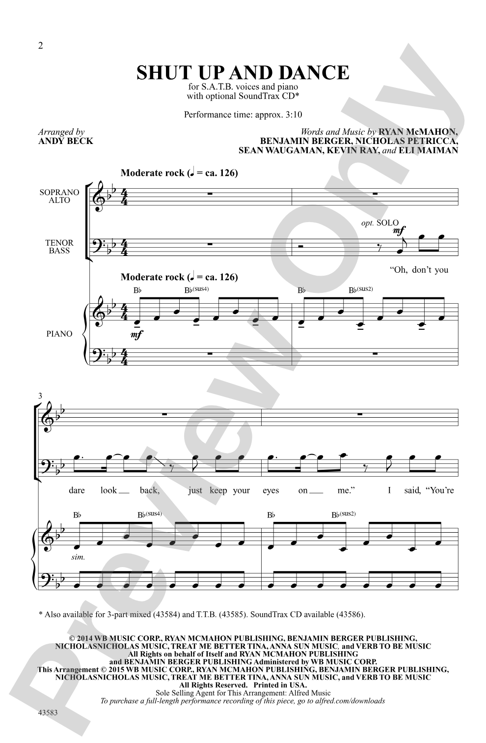 Shut Up and Dance: SATB Choral Octavo