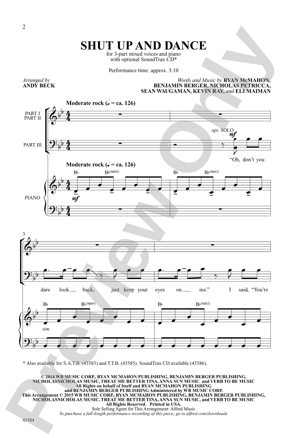 Shut Up and Dance: 3-Part Mixed Choral Octavo