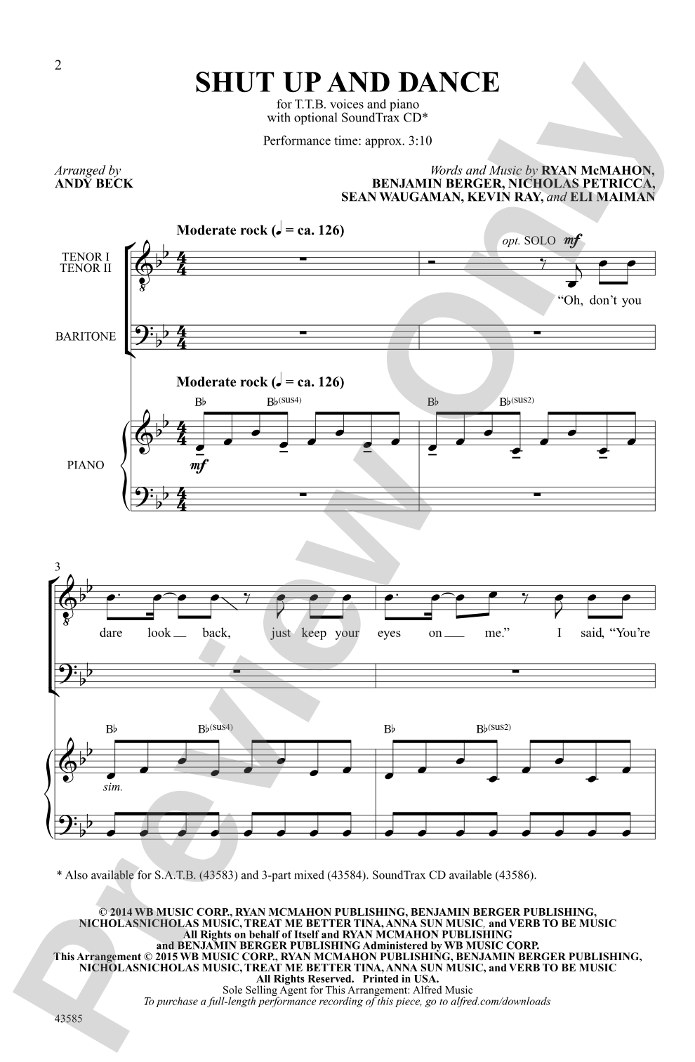 Shut Up and Dance: TTB Choral Octavo