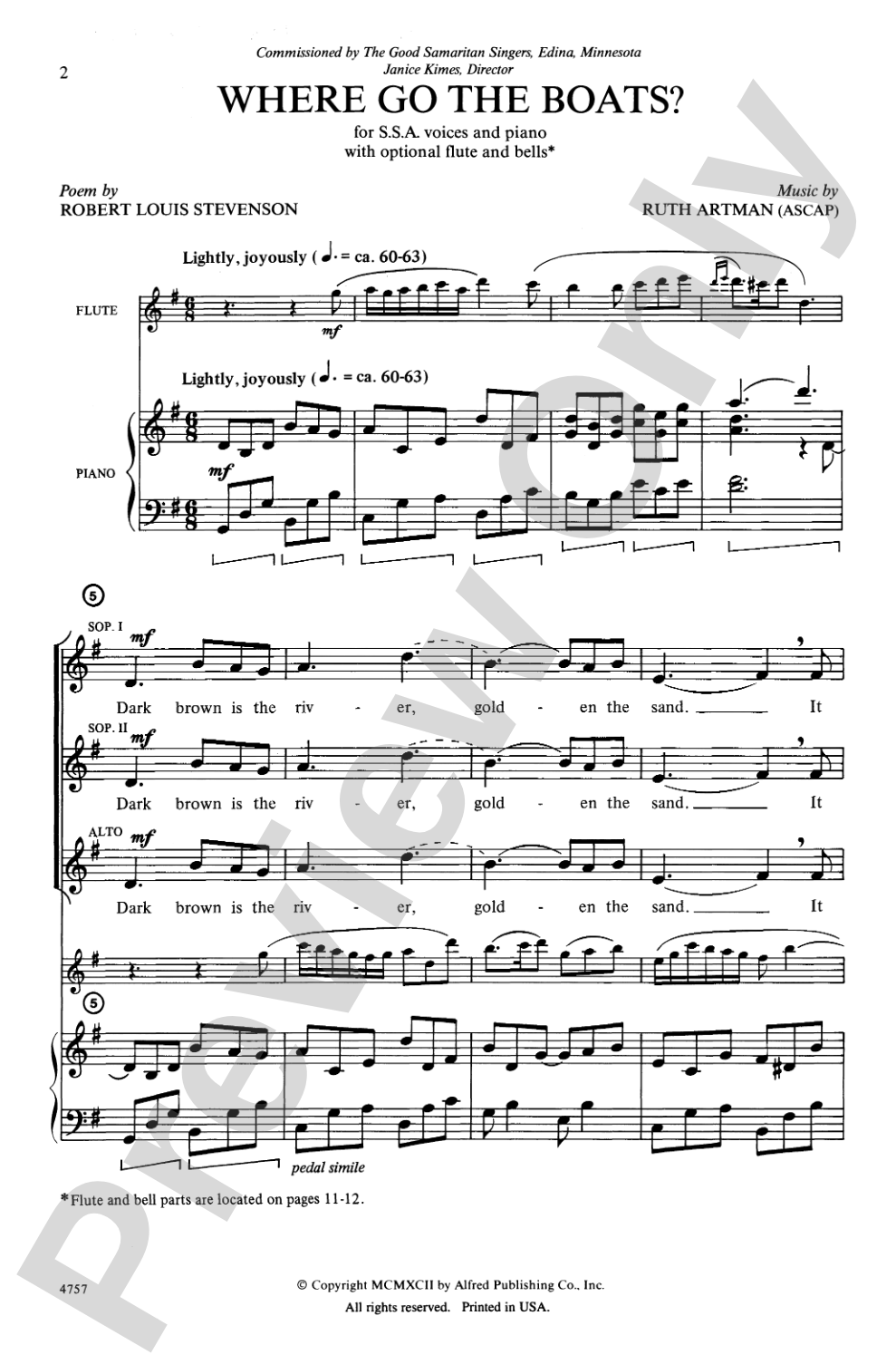 Where Go the Boats?: SSA Choral Octavo