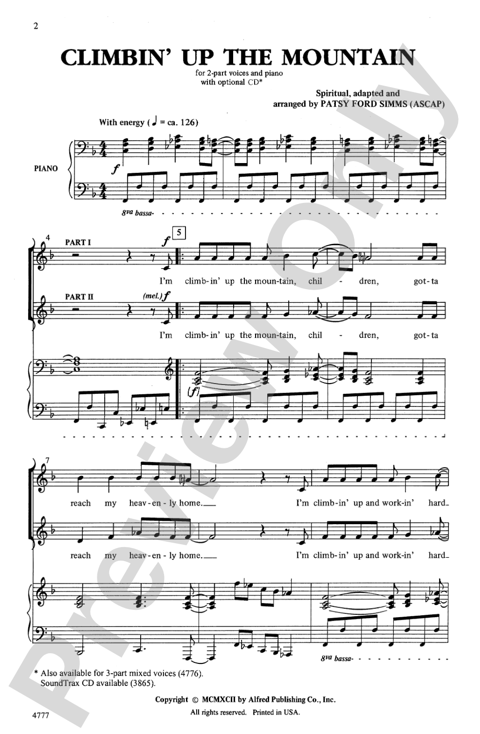 Climbin' Up the Mountain: 2-Part Choral Octavo