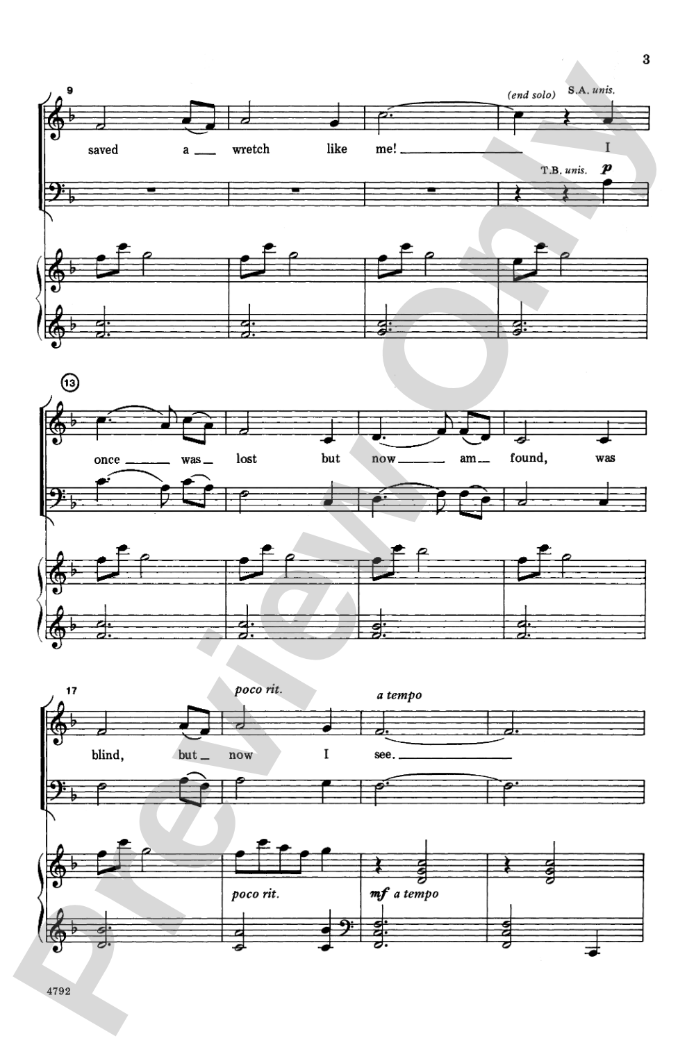 Amazing Grace: SATB Choral Octavo