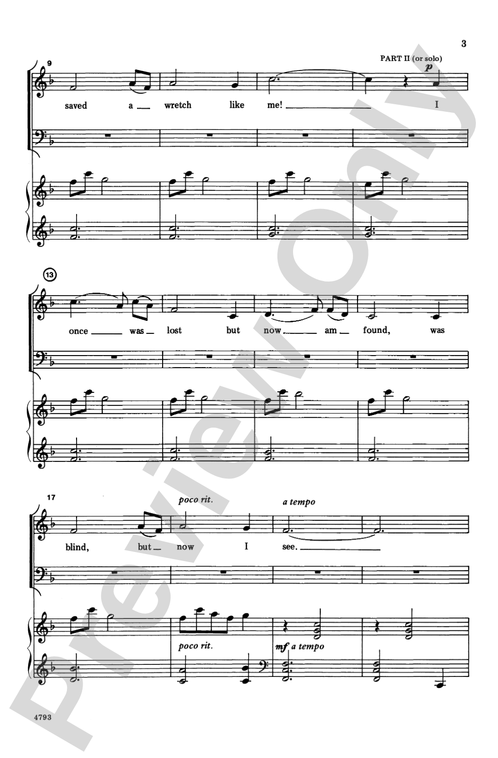 Amazing Grace: 3-Part Mixed Choral Octavo