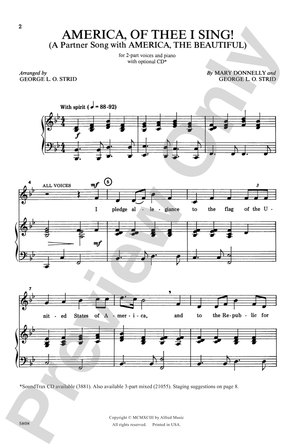 America, Of Thee I Sing!: 2-Part Choral Octavo