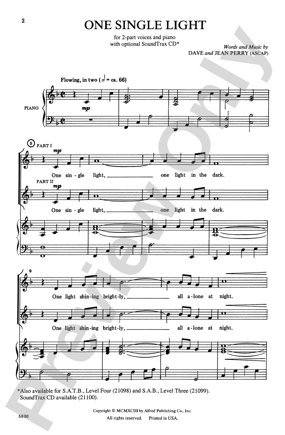 One Single Light: 2-Part Choral Octavo