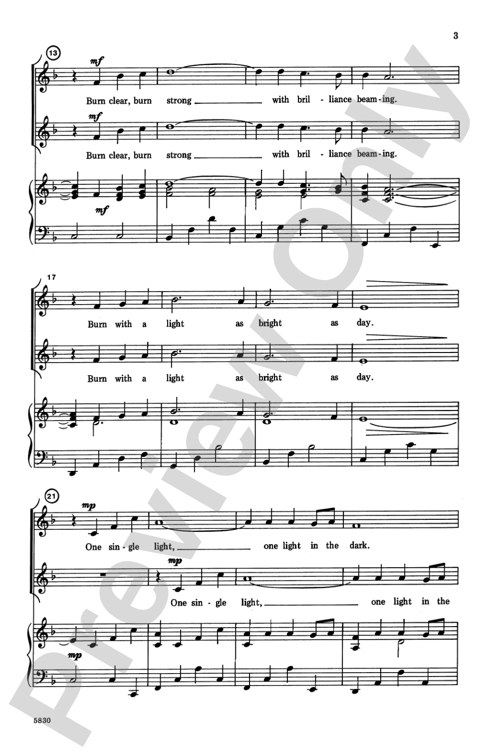 One Single Light: 2-Part Choral Octavo