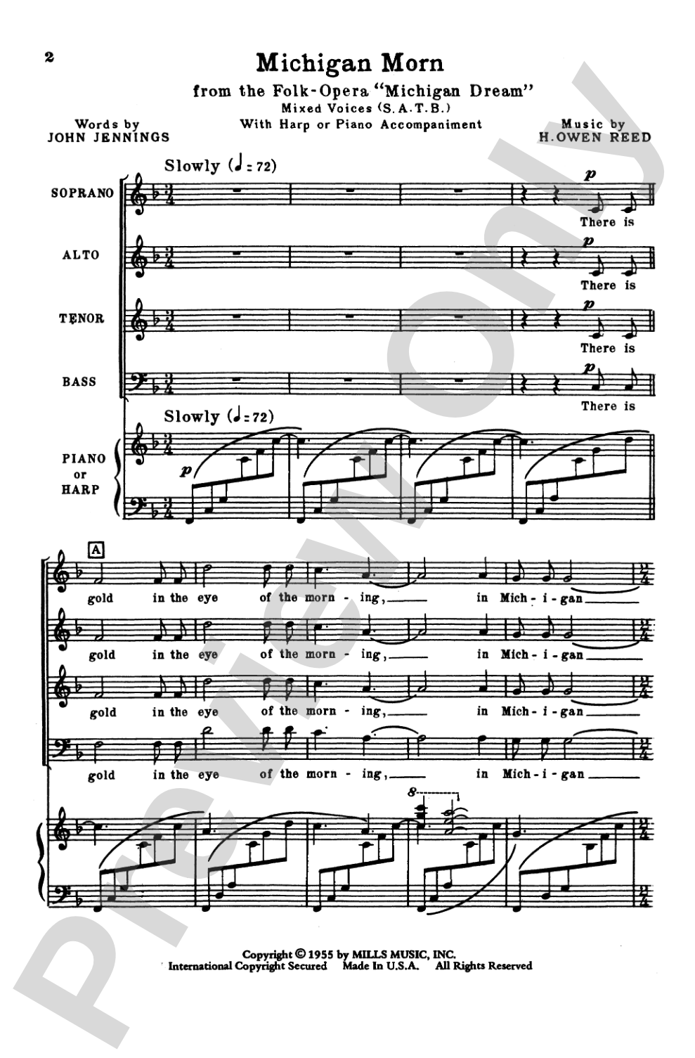 Michigan Morn: SATB Choral Octavo