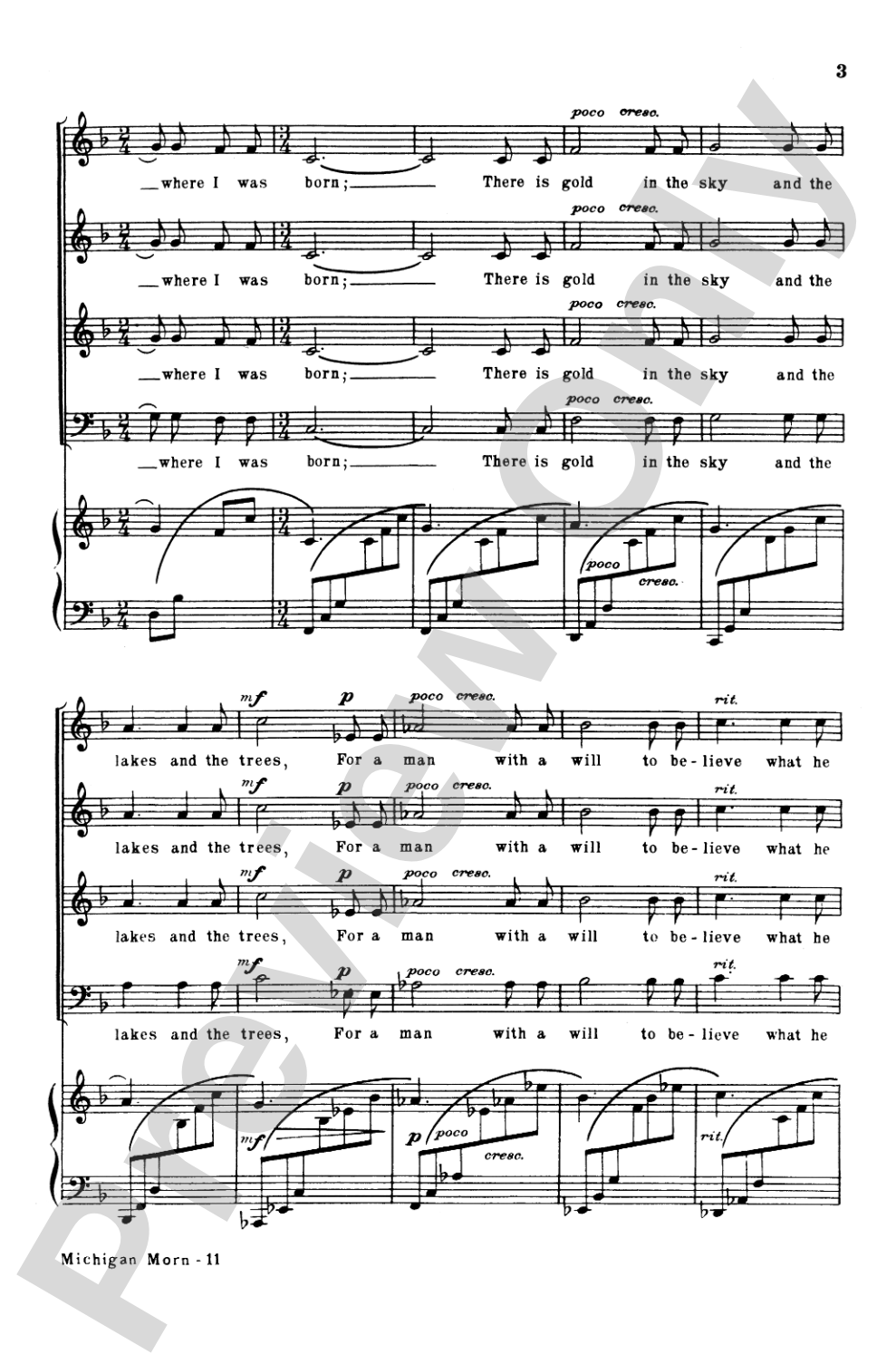 Michigan Morn: SATB Choral Octavo