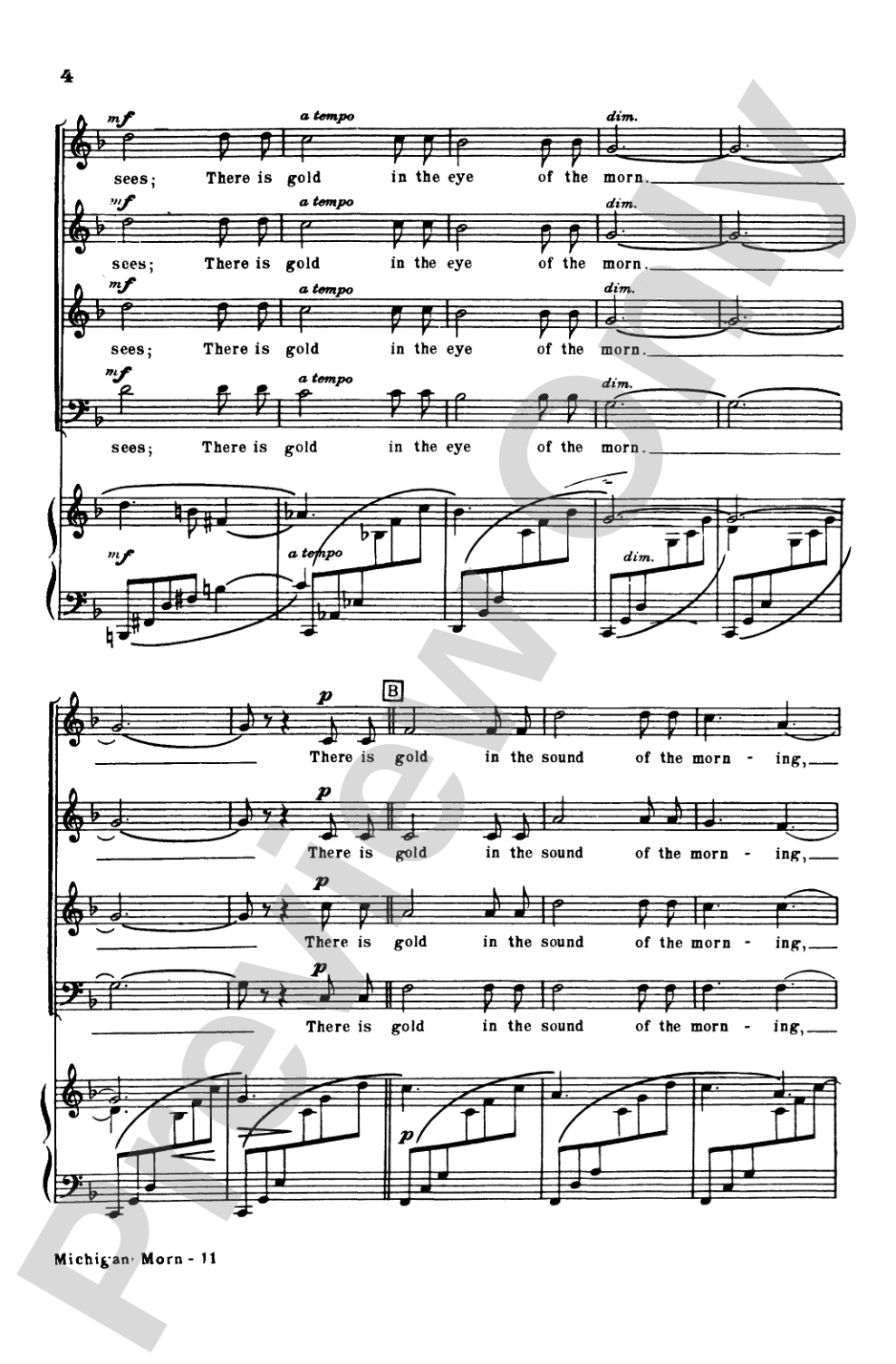 Michigan Morn: SATB Choral Octavo