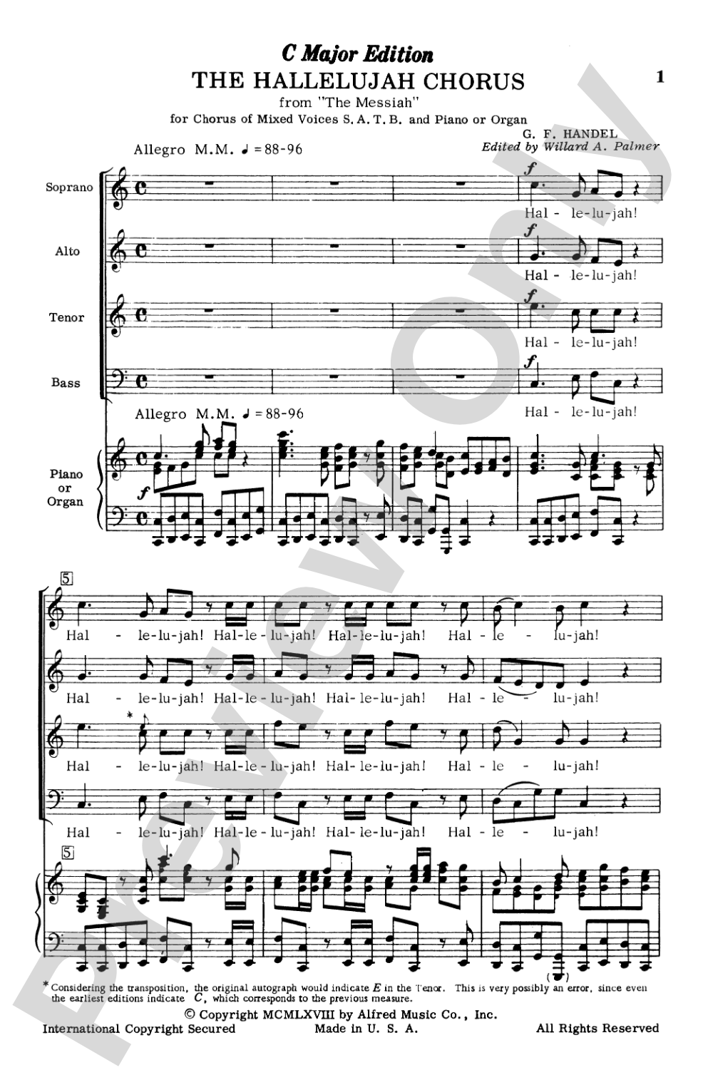 Hallelujah Chorus in C Major: SATB Choral Octavo