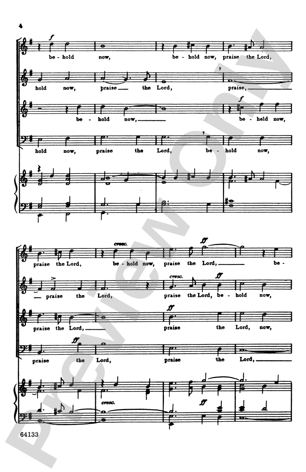 Behold Now, Praise the Lord: SATB Choral Octavo