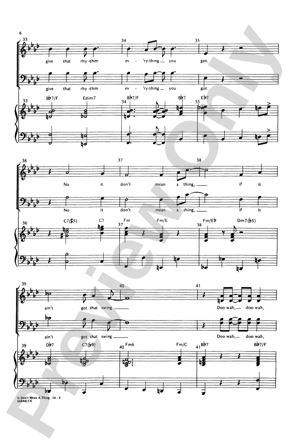 It Don't Mean a Thing (If It Ain't Got That Swing): SATB Choral Octavo
